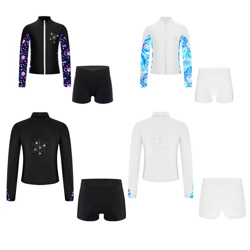 Kids Girls Sports Suit Figure Skating Sportswear Dance Activewear Dancing Yoga