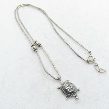 Beautiful Sterling Silver 925 Beaded Turtle Necklace 16" K2604