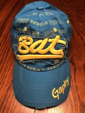 Bat Graphy Gaphy Hat TYJ Frayed Worn Distressed Blue Adjustable Baseball Cap