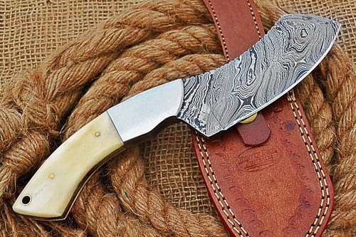HUNTEX Handmade Damascus Blade, Camel Bone Handle, 230mm Fix Blade Cleaver Knife - Picture 5 of 10