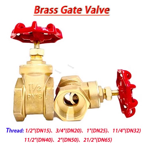 Brass Gate Valve With Red Handle BSP1/2" 3/4" 1" 11/4" 11/2"-21/2" Female Thread - Picture 1 of 15