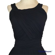 Black Fitted Dress Wrap Breast Front Rayon Texture Ladies Size M