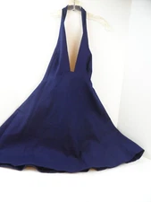 Halston Heritage Blue Cotton Blend Halter Dress Women's - Size 8 - NEW