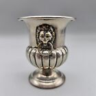 Silverplate Mini Urn Vase Or Match Toothpick Holder Lion Head Handles