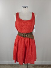 New Nine West orange sleeveless dress with pockets 10 Career Party A Line flare