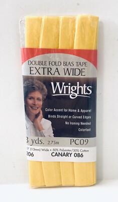 Double Fold Bias Tape – 3 Yards, 7/8 Inch Wide, Canary Yellow For Sewing & Quilting - View #12