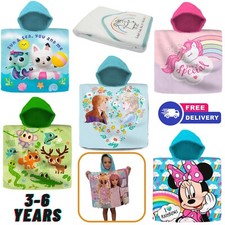 120cm Kids Hooded Poncho Towels, Cotton Bath Beach Swimming Towel for 3-6 Years