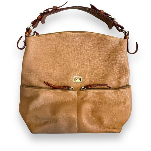 Dooney & Bourke Dillen Large Pocket Sac Brown Pebbled Leather Shoulder Bag Hobo