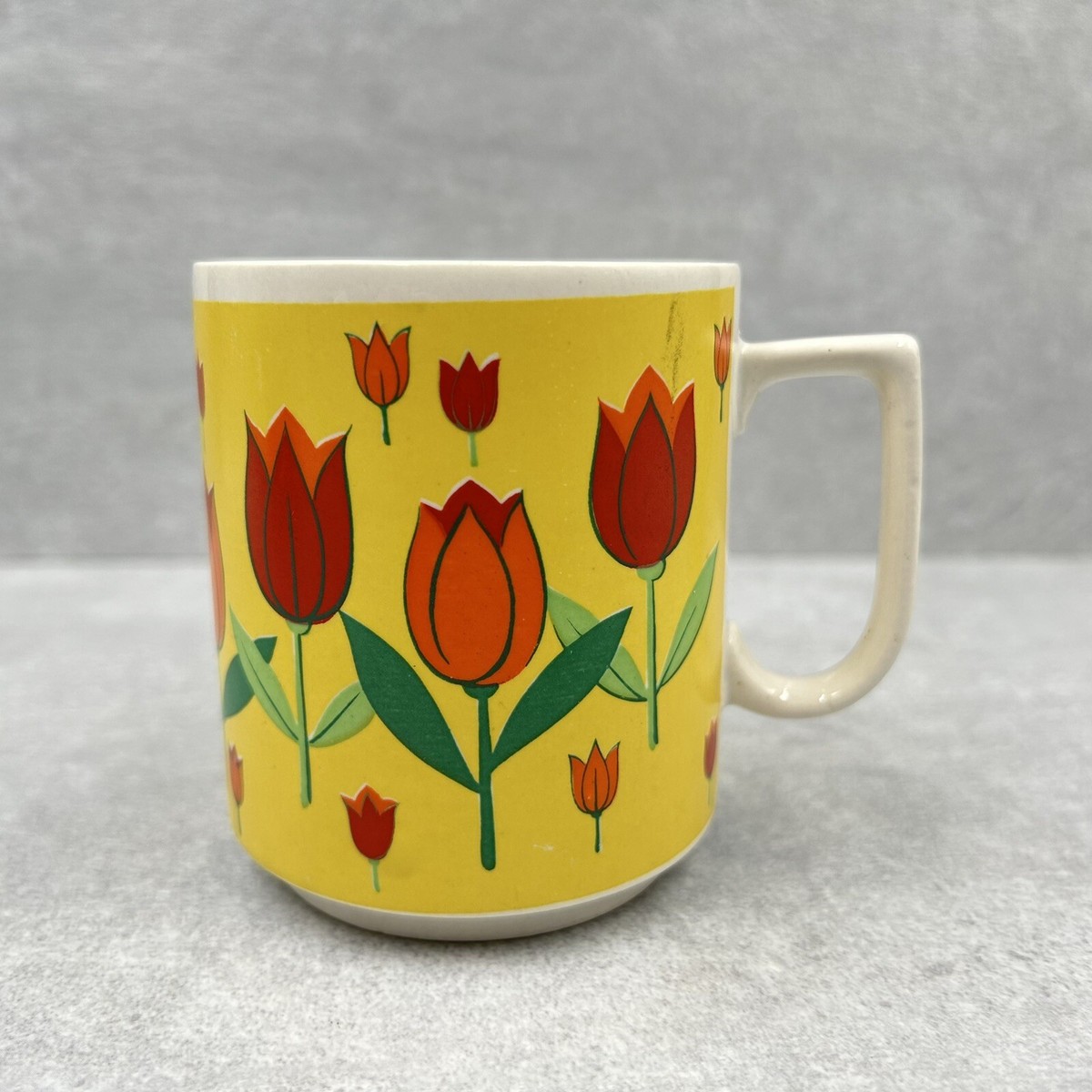 Vintage Tulip Themed Ceramic Coffee Tea Mug Cup 8oz R6803 Made In