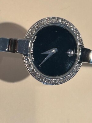 Movado Bela Stainless DIAMOND Bazel Black Dial Ladies Museum  display picture 3