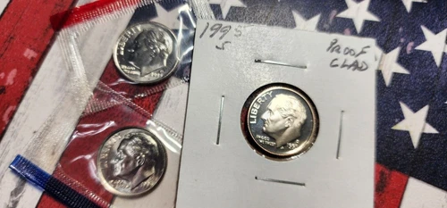 1995 P D S  Roosevelt -2 BU in Mint Cello+ Proof- 3 coins total  "FREE SHIPPING"