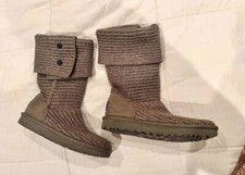 Ugg Women's Classic Cardy Knit Sweater Tall Boots Gray Size 9 US