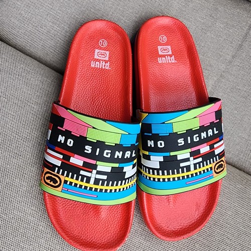 Ecko Unltd No Signal Manila-08m Slides Mens Sz 10 Bright Red Green Blue Rainbow - Picture 6 of 11