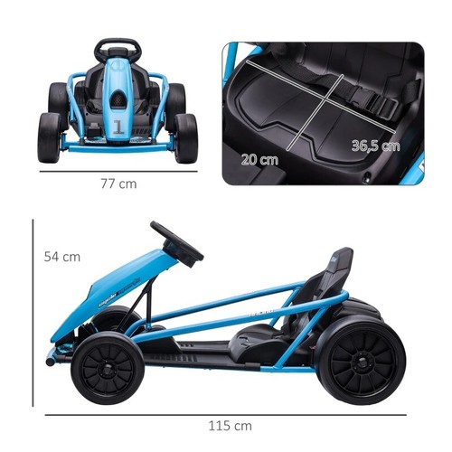 Kinder Elektro GoKart Auto Drift Kart Kinderauto 24V Doppelmotor 13 km EVA Musik - Bild 7 von 11