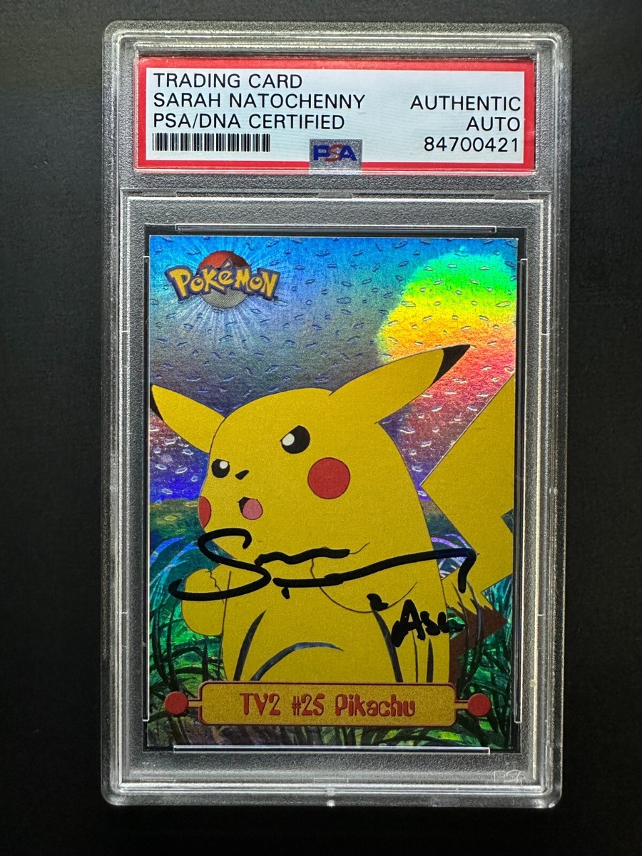 topps Pokemon Auth Auto PSA Signed Sarah Natochenny TV2 Pikachu