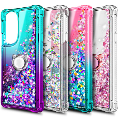 For Motorola Edge Plus 5G /UW 2022 Case Glitter Phone Cover with Tempered Glass