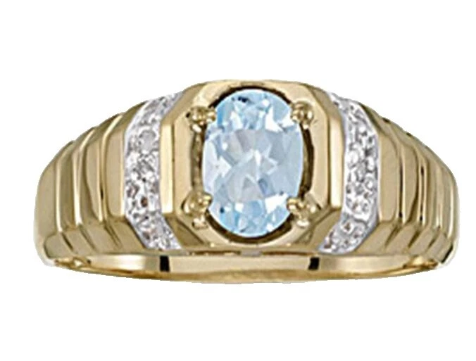 Aquamarine Yellow Gold 10k Jewelry for Men