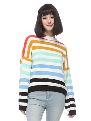 Tassel Rainbow Striped Long Sleeve Sweater