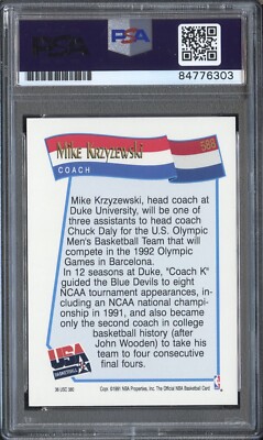 MIKE KRZYZEWSKI SIGNED 1991 NBA HOOPS USA BASKETBALL ROOKIE CARD