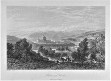 OLD ANTIQUE PRINT BALMORAL CASTLE SCOTLAND c1870's ENGRAVING by LEITCH / GODFREY