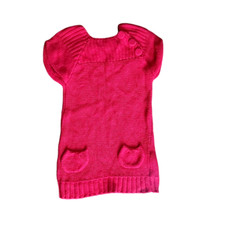 Milkshake Sweater Dress Toddler Girl's Size 4 Solid All Red Short Sleeve Knit