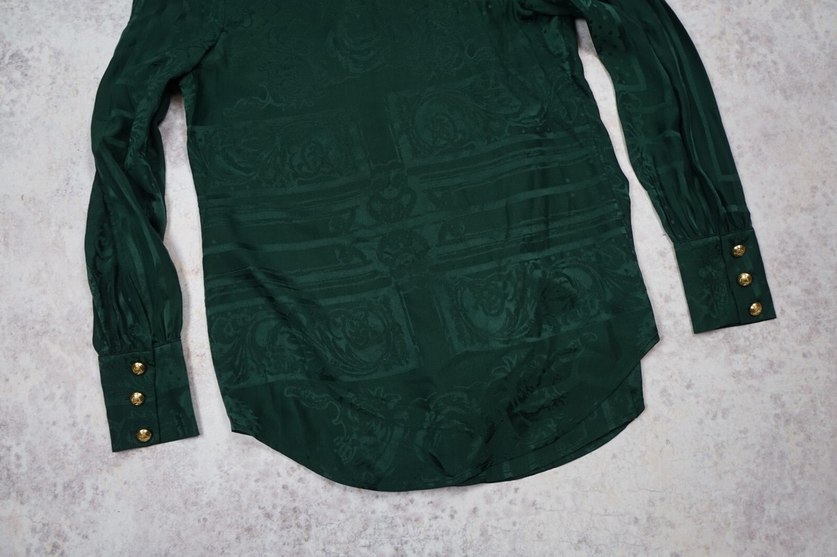 Balmain H&M Women's Silk Long Sleeve Blouse Shirt Top Size US 6