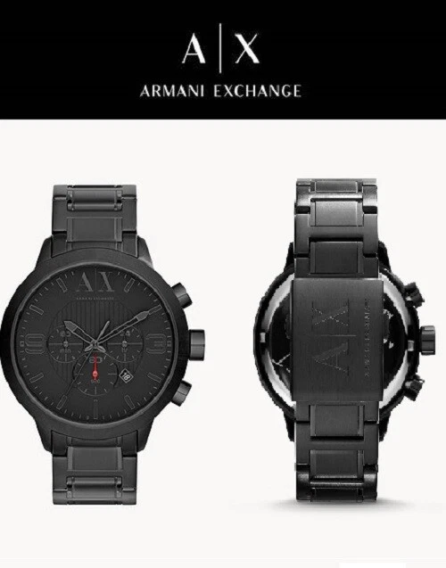 Armani Exchange Men s Chronograph Black Stainless Steel Black Dial NIB AX1277