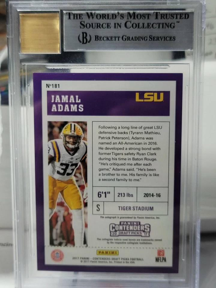 2017 Jamal Adams CONTENDERS PLAYOFF TICKET #14/15 GRADED BGS 9 - AUTO 10 L@@K!!! - Image 2 of 3