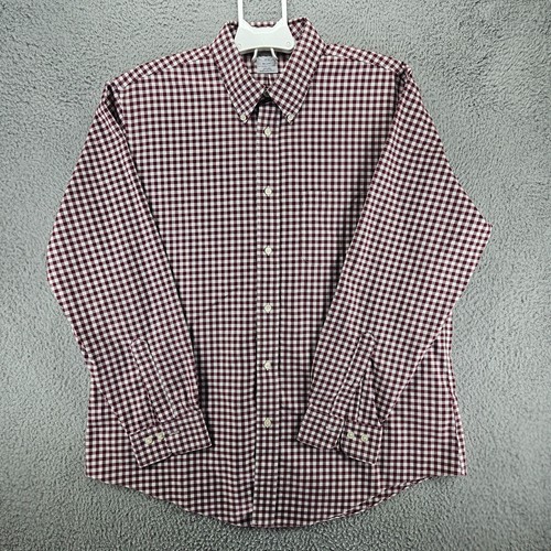 Brooks Brothers 1818 Men's XL Regent Reddish Brown White Plaid Long Sleeve Sz XL
