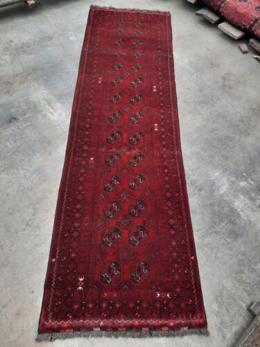 M579 Kundaz Turkomeni Runner Hallway Afghan Handmade Vintage Tribal Rug 295×85cm - Picture 1 of 7