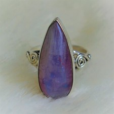 PINK RAINBOW MOONSTONE NATURAL GEMSTONE 925 SOLID STERLING SILVER JEWELRY RING