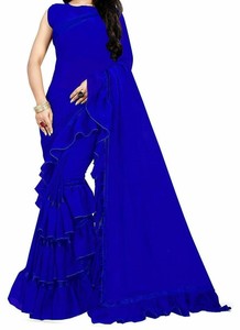 royal blue ruffle blouse