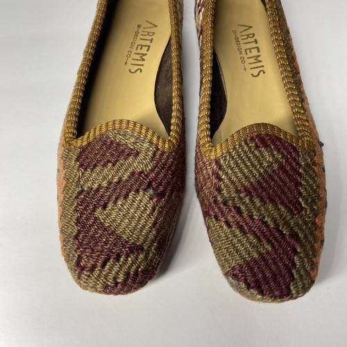 Artemis Design Co Sz 36 US 5.5 Kilim Tapestry Woven Carpet Smoking Loafers Shoes - Picture 3 of 9