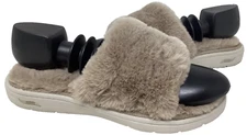 Skechers Women's Arch Fit Lounge Unwind Faux Fur Slide Sandals Tan Size:7 187D