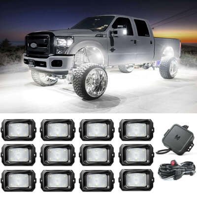 MICTUNING C2 RGBW LED Rock Lights - 12 Pods Underglow Multicolor Car Neon Lights