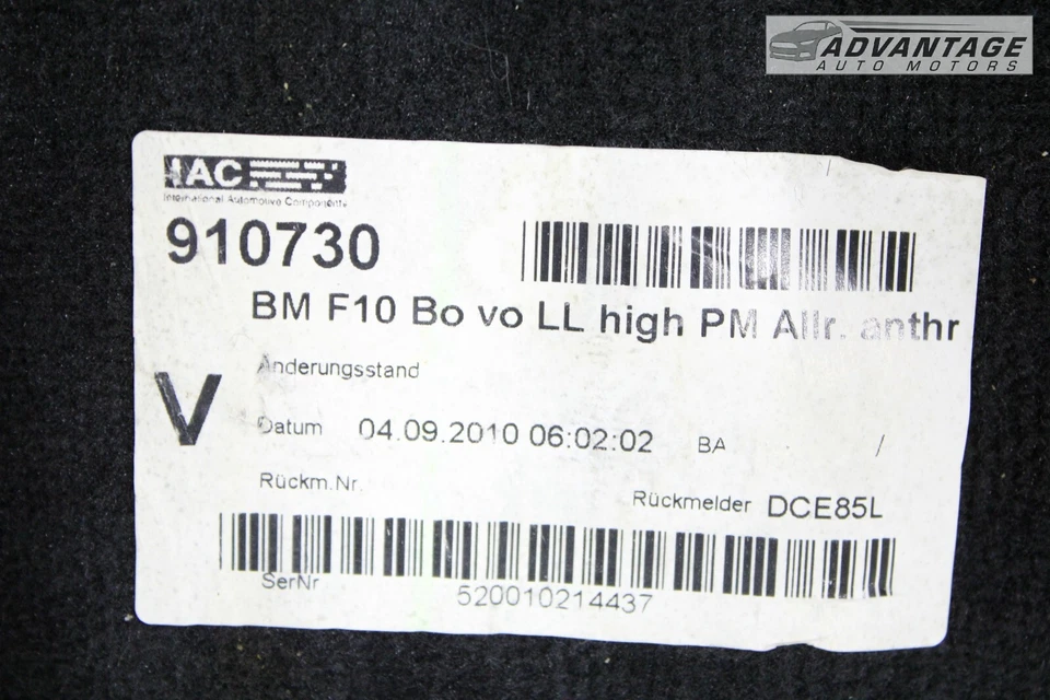 BMW 535I XDRIVE F10 2011-2016 cubierta de piso delantero alfombrilla revestimiento negro OEM Foto 4 de 4