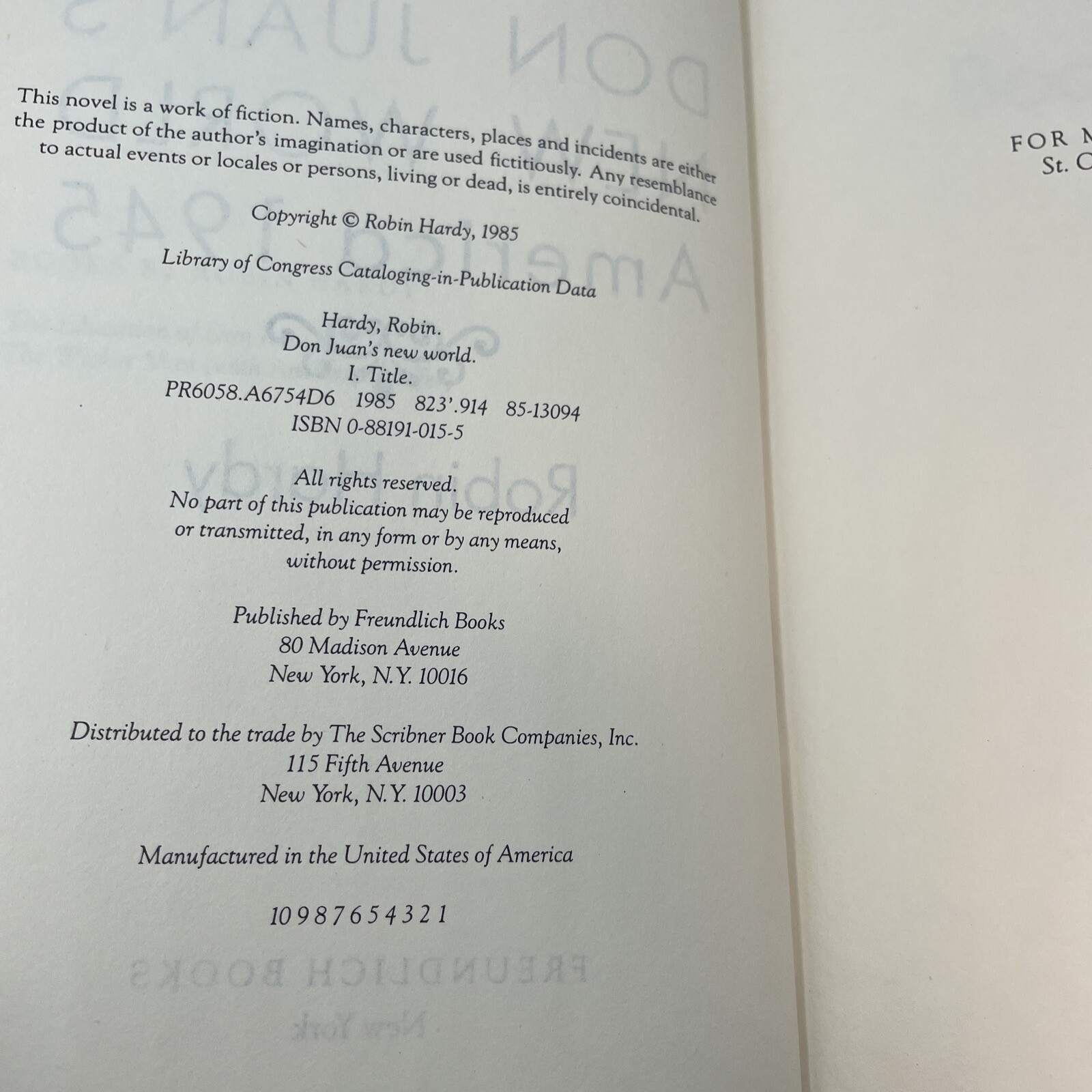 Don Juan's New World America By Harding 1945 First Edition 1st Print HC/DJ B1,2