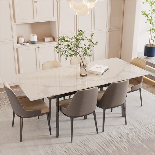 Sintered Stone Rectangular Dining Table 160CM Extendable Table Scratch Resistant - Picture 4 of 26