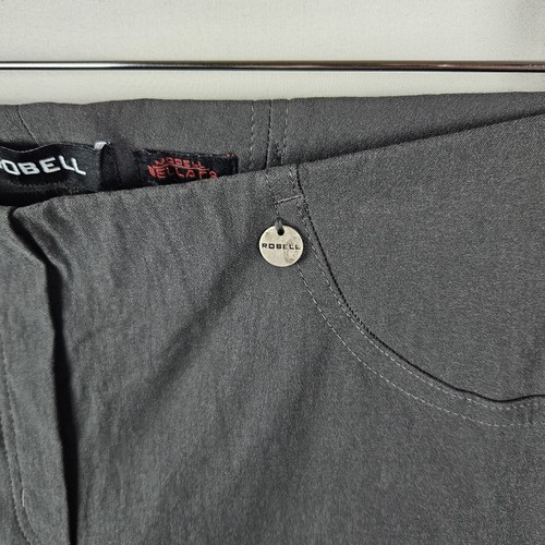 Robell Bella 09 Dark Grey Trousers Size 14 Fleece Lined Cropped Stretchy Pull On - Picture 4 of 12