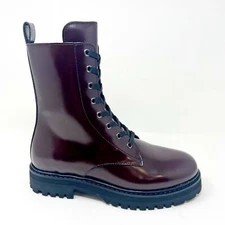 Thursday Boot Co Burgundy Black Combat Premium Womens Patent Leather Boots