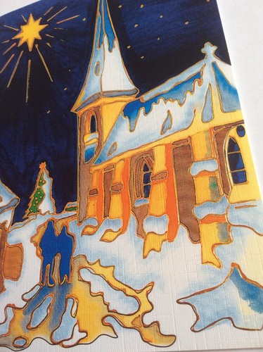 Biglietto di Natale Artisti Pittura Bocca e Piedi n. 813 Notte prima di Tom Yendell - Foto 2 di 5