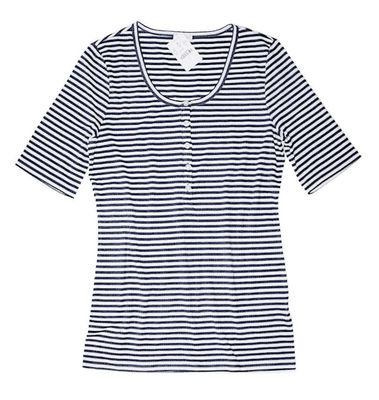 J Crew Factory Women's XXS NWT Navy Blue Striped Ribbed Knit Henley  Tee