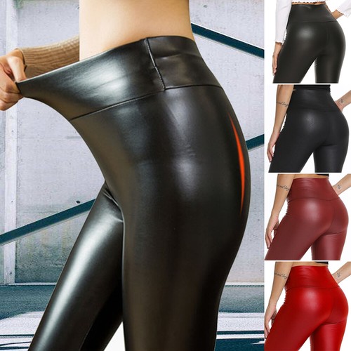 Ladies Womens Wet Look Leather Tummy 