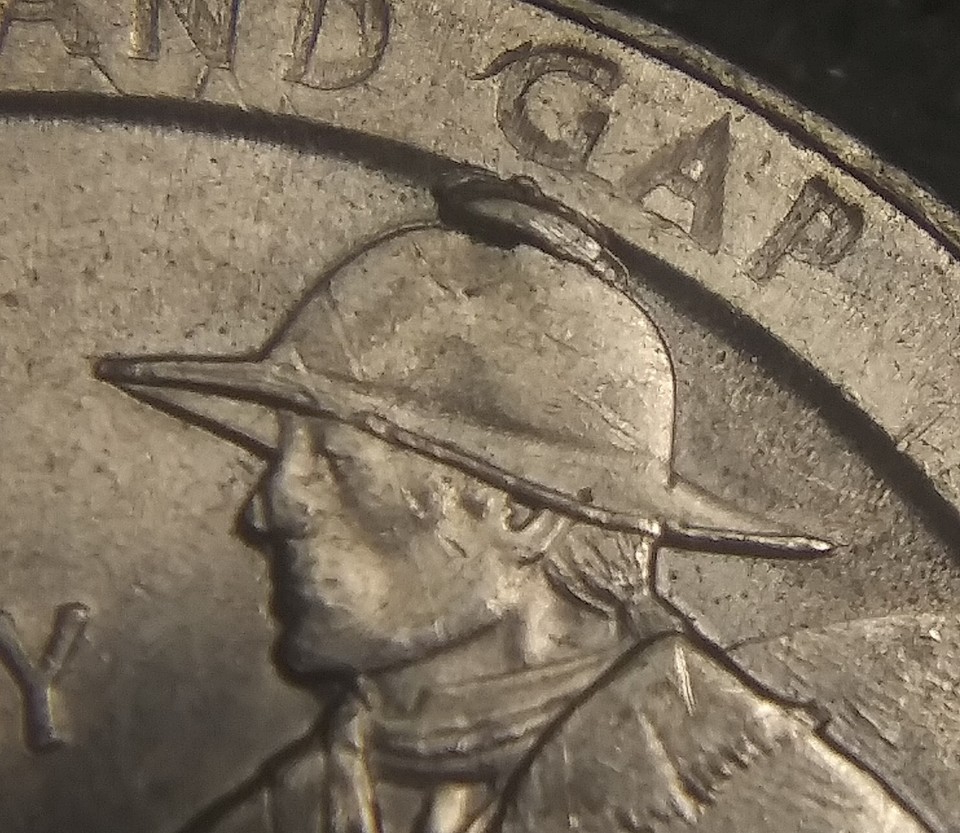 2016 P Cumberland Gap Kentucky ATB Quarter 25c Die Chip Error On Hat