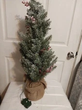 National Tree 3 Ft Prelit Battery Warm White Light Christmas Tree With Red Berry