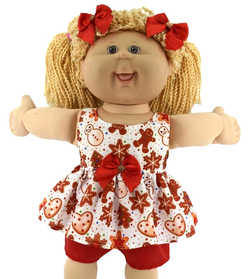 Dolls clothes for 16" Cabbage Patch Kid XMAS DRESS~PANTS~BOWS