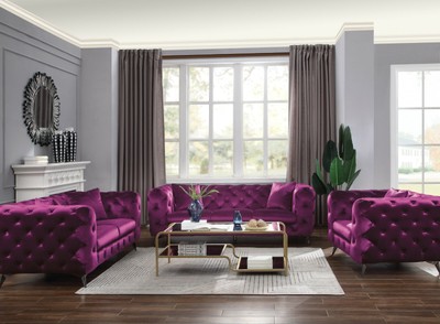 Acme Furniture Atronia Purple Sofa And Loveseat Living Room Set Ebay