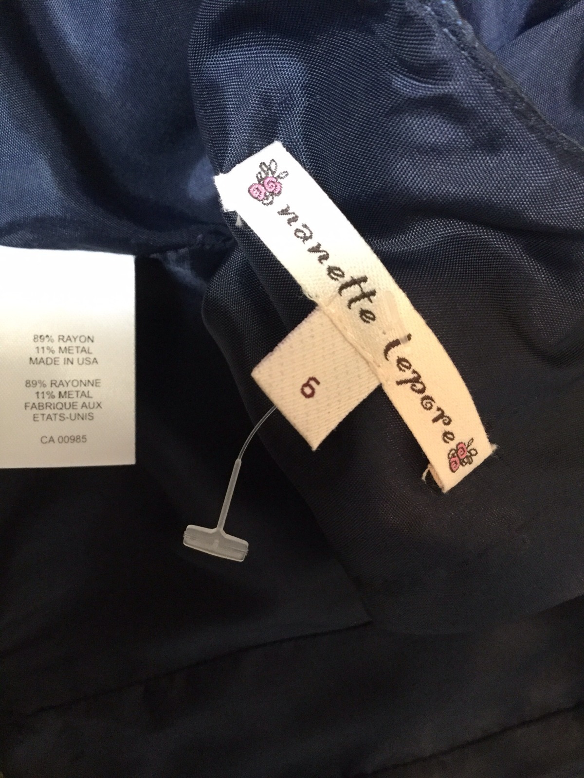 NWT Ladies Nanette Lepore Satin Corset With Flower On Strap-Navy-Size 6