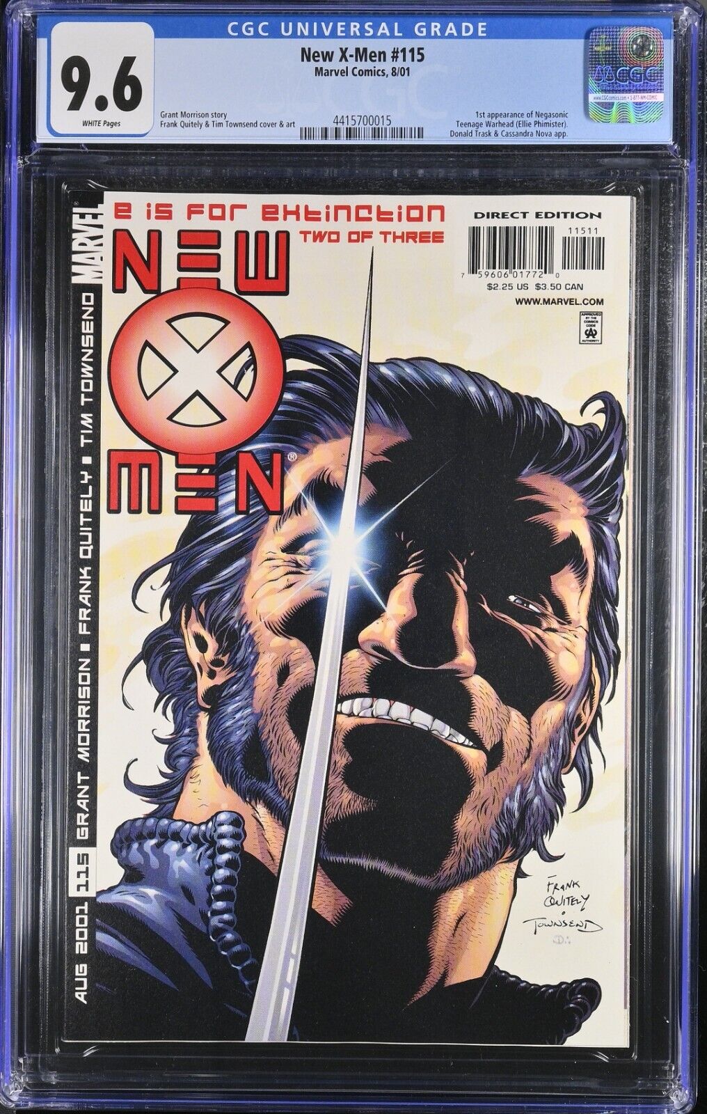 NEW X-MEN #115 CGC 9.6 1st appearance of Negasonic Teenage Warhead Marvel 2001