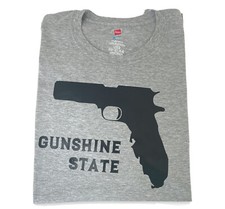 Hanes Graphic T-shirt Gunshine State Florida Mens 2XL Gun Map Gray Short Sleeve